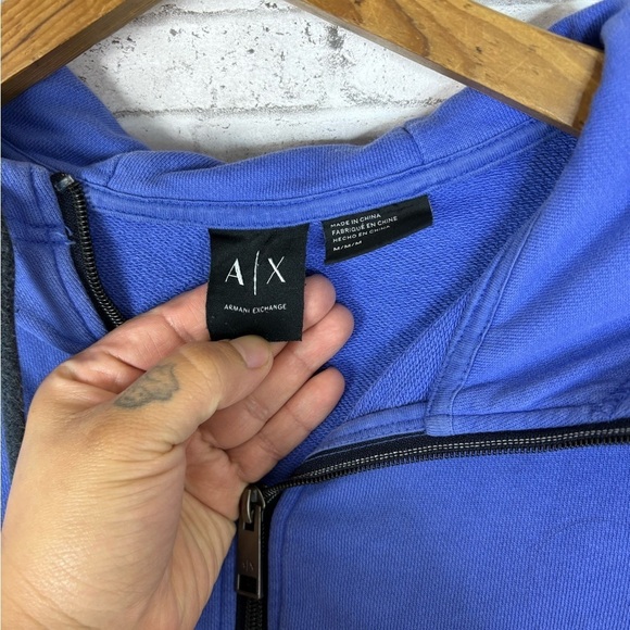 Armani Exchange Ombré Blue Zip Up Hoodie - Picture 3 of 6